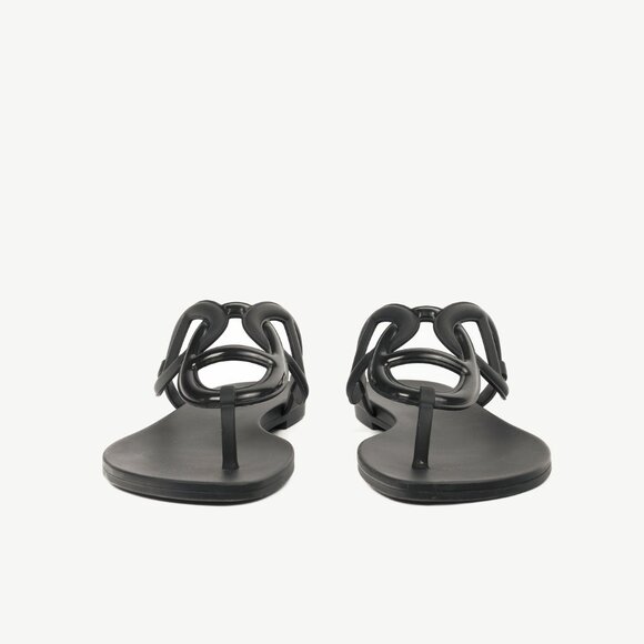 Hermes Egerie Noir Rubber Chaine d'Ancre Thong Sandals - Picture 3 of 11